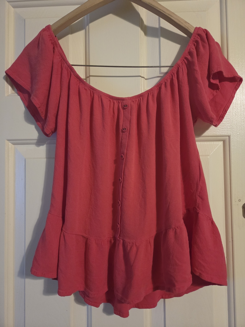 Relaxed Pinkish/Red Button-Front Women’s Top
